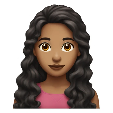 girl latina wavy long hair black dark brown almond eyes sticker