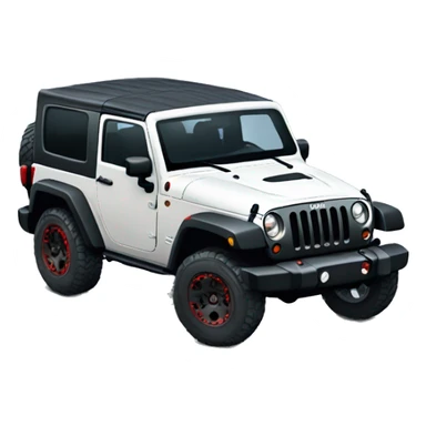 White Jeep Wrangler Rubicon with red accents  sticker