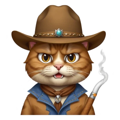 Angry cat cowboy smoking sticker