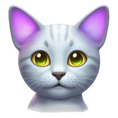 cat with glowing iridescent ears sticker