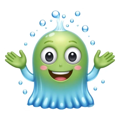 a happy blob of water with googly eyes and long water hands sticker