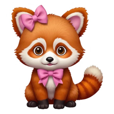 baby Red panda wearing a pink bow sticker