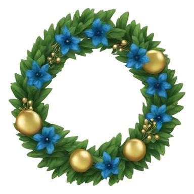Green wreath with blue and gold decor  sticker