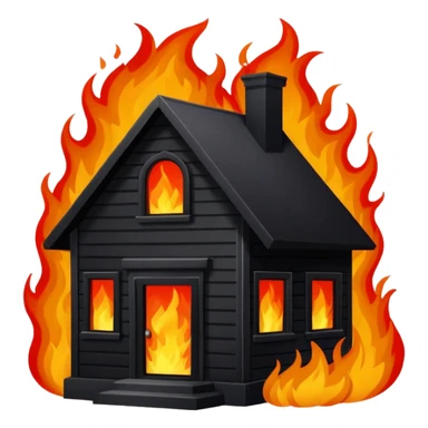black house on flames sticker