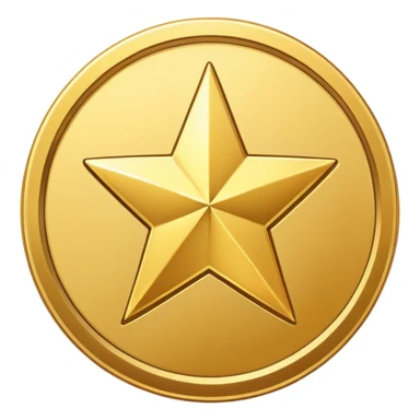 gold coin with a star, representing a token sticker