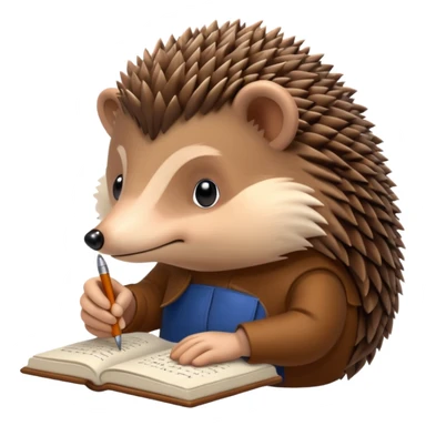 hedgehog writing poetry sticker