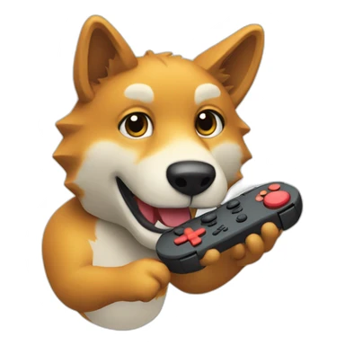 A dingo playing a Nintendo Switch sticker