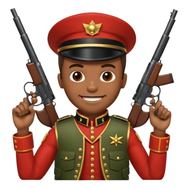 african american grinning toy soldier bloody vest with 2 guns sticker