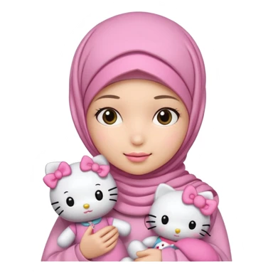Teen girl wearing hijab and freshness with Hello Kitty doll sticker