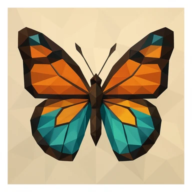 a butterfly in low-poly polygonal style with geometric shapes and modern look sticker