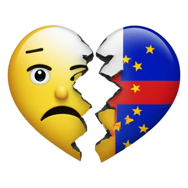Broken heart with EU flag cracked in two halves  sticker