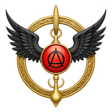 Holy Emblem with black wings and horn and red tetragrammaton in the middle sticker