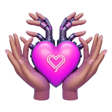 Neon cyberpunk style 
heart made of  hands sticker