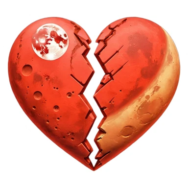 moon and mars heart sticker