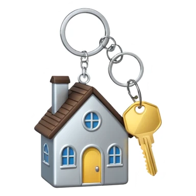 keyring with keys and a house-shaped keychain, emoji style sticker
