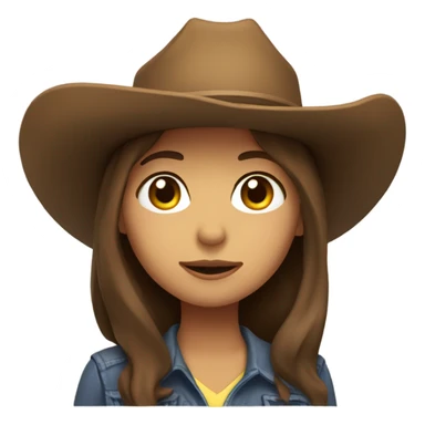 brown hair girl with brown cowboy hat, default yellow skin sticker