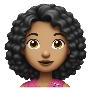 girl rockstar with dark black curly hair and pink electric guitar sticker