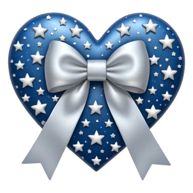 heart with a starry sky, silver bow with heart pattern on the bow sticker