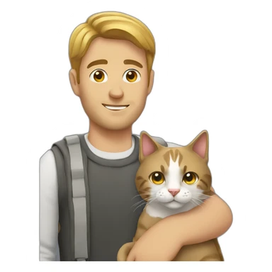 man with cat sticker