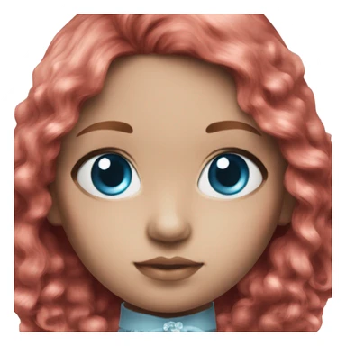 ocean blue doll eyes, red hair, feminine, pink, girl, angelic sticker