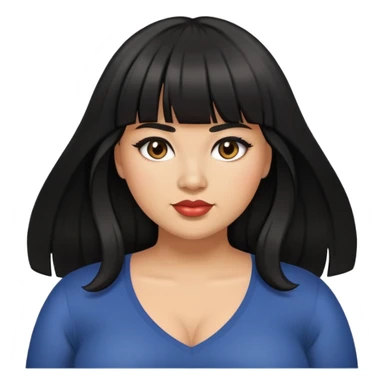 Latina female with bangs black long hair plus size engaged sticker