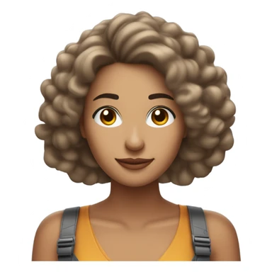 Mujer blanca con cabello castaño utilizando una secadora Dyson en su cabello sticker