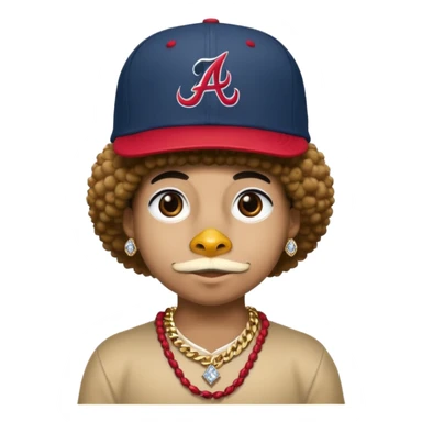 thug duck with Atlanta braves cap with an Afro and diamond gold chain sticker