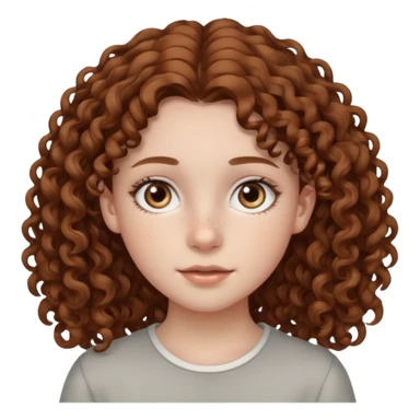 pale teen girl with light grey eyes and brown freckles that has curly hair in a middle part sticker