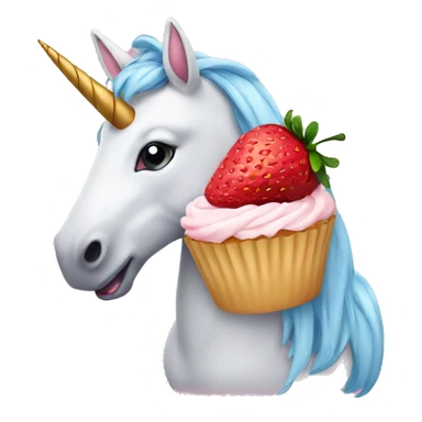 Unicorn eating strawberry cupcake sticker