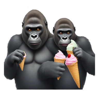 2 Gorilla’s eating ice cream sticker