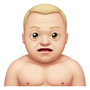 big strong evil sinister man with downs syndrome sticker