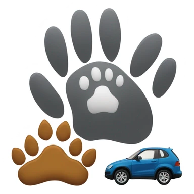 Tiny car by big wolf’s feet paw sticker