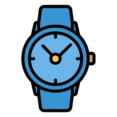 blue watch icon, color outline style sticker