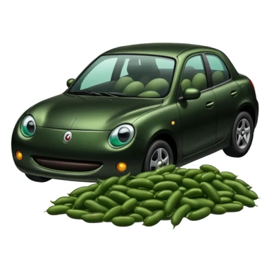 Car with beans in it and stuck in tar sticker