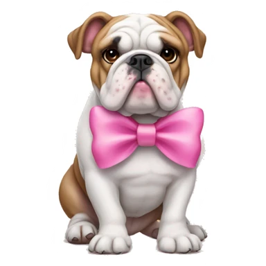 english bulldog with a pink bow sticker