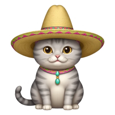 Fat gray cat wearing sombrero sticker