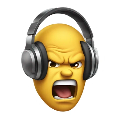 Angry emoji wearing headphones  sticker