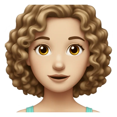 white girl with wavy-curly medium brown hair, with hazel eyes, with a little bit plump lips sticker
