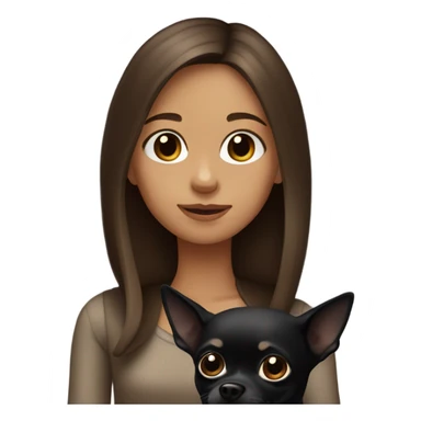Girl with brown hair with a black chihuahua sticker