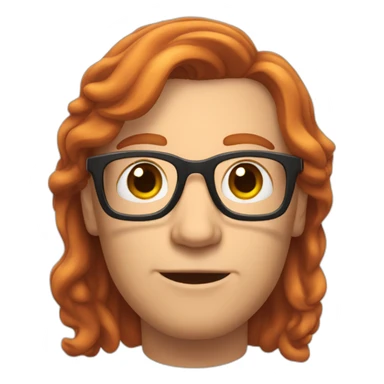 middle aged red head man with half length hair, wearing glasses sticker