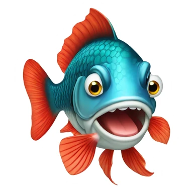 red fish closed mouth side vie sticker