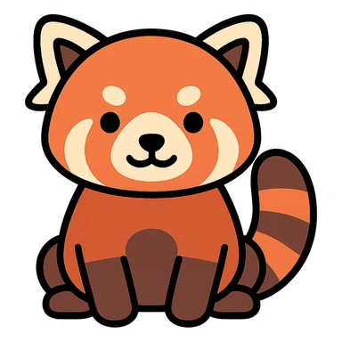 cute red panda icon with color outline sticker