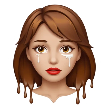 Brown Hair, Woman, white paint drip, face, hot, Sexy, lips sticker