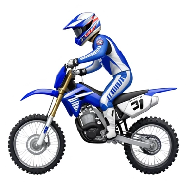 Moto cross bleu et blanc yamaha  sticker