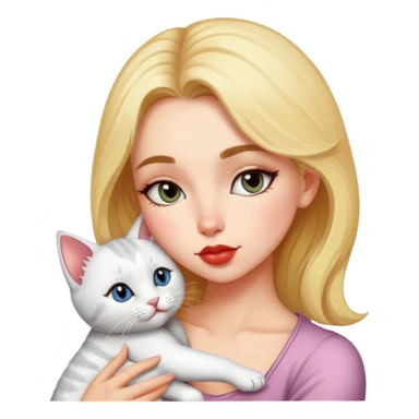 A pretty alternative woman kissing a kitty on the forehead so tenderly sticker