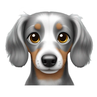 Fluffy dachshund white and grey sticker