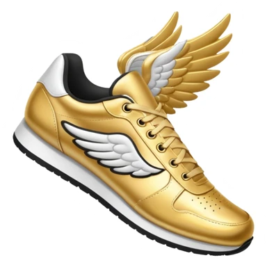 Gold low top track shoe with white wings sticker