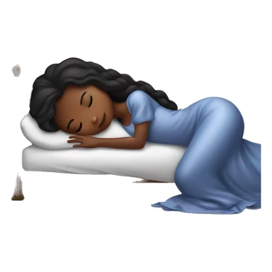 sleeping beauty brunette black girl with a silk pillow sticker