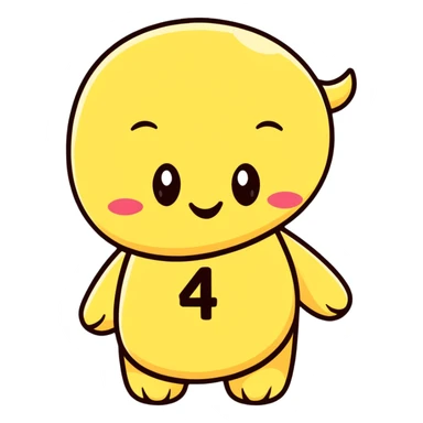cute number 4 character winking sticker