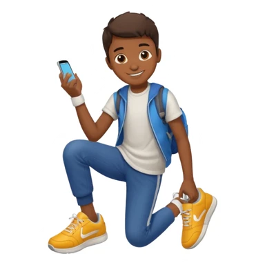 emoji- of a boy putting on his sneakers sticker